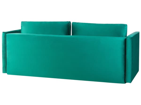Sovesofa Grøn Velour 3 Personers Moderne Blød Sofa med Opbevaring Udtræk Tre Personers Designsofa til Værelse Stofsofa med Klik Klak funktion