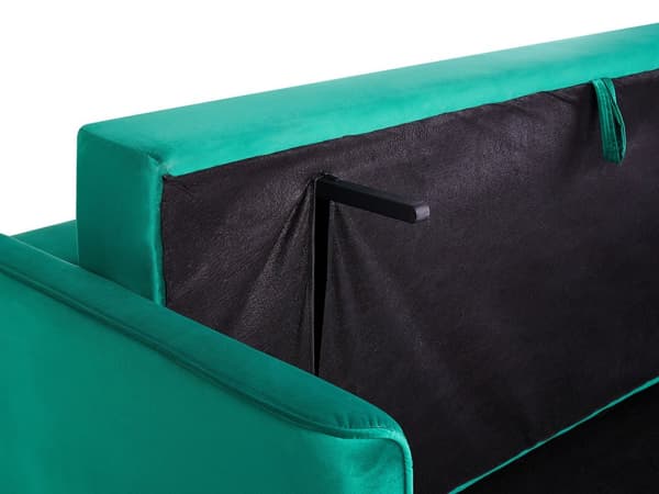 Sovesofa Grøn Velour 3 Personers Moderne Blød Sofa med Opbevaring Udtræk Tre Personers Designsofa til Værelse Stofsofa med Klik Klak funktion