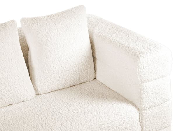 Sofa Hvid Polyester 3 Personers Moderne Blød Boucle Sofa med Guld Ben Tre Personers Designsofa til Værelse Stofsofa