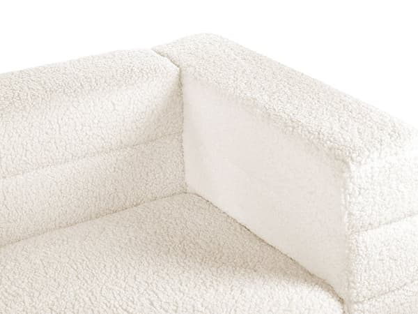Sofa Hvid Polyester 3 Personers Moderne Blød Boucle Sofa med Guld Ben Tre Personers Designsofa til Værelse Stofsofa