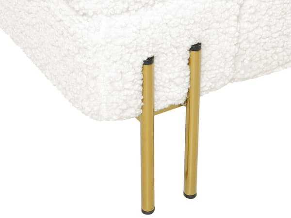 Sofa Hvid Polyester 3 Personers Moderne Blød Boucle Sofa med Guld Ben Tre Personers Designsofa til Værelse Stofsofa