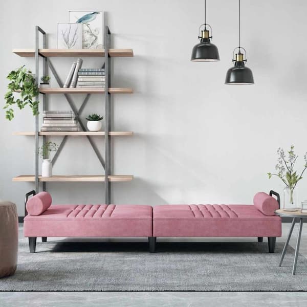 vidaXL Bäddsoffa med armstöd rosa sammet