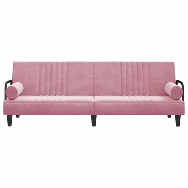 vidaXL Bäddsoffa med armstöd rosa sammet