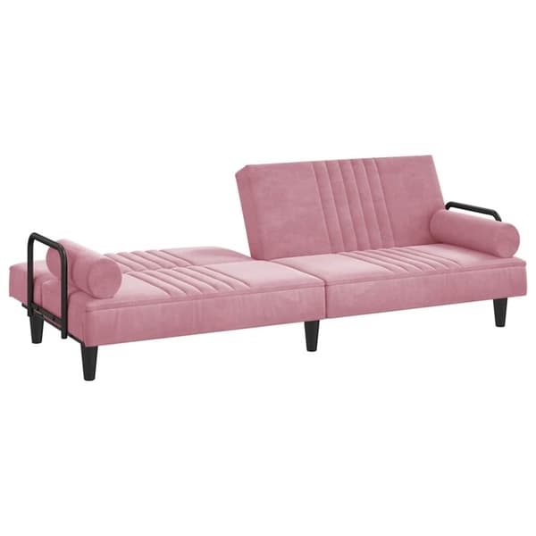 vidaXL Bäddsoffa med armstöd rosa sammet