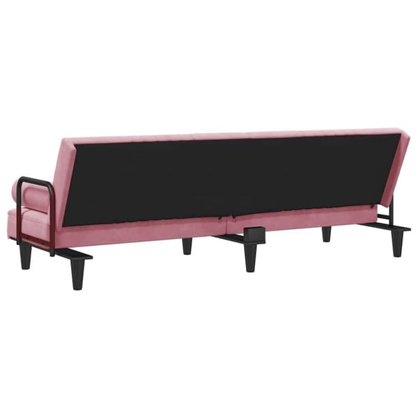 vidaXL Bäddsoffa med armstöd rosa sammet
