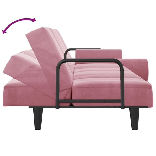 vidaXL Bäddsoffa med armstöd rosa sammet