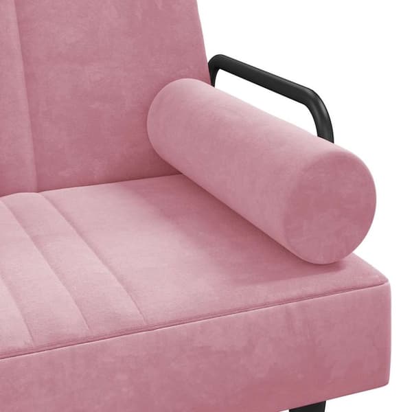 vidaXL Bäddsoffa med armstöd rosa sammet
