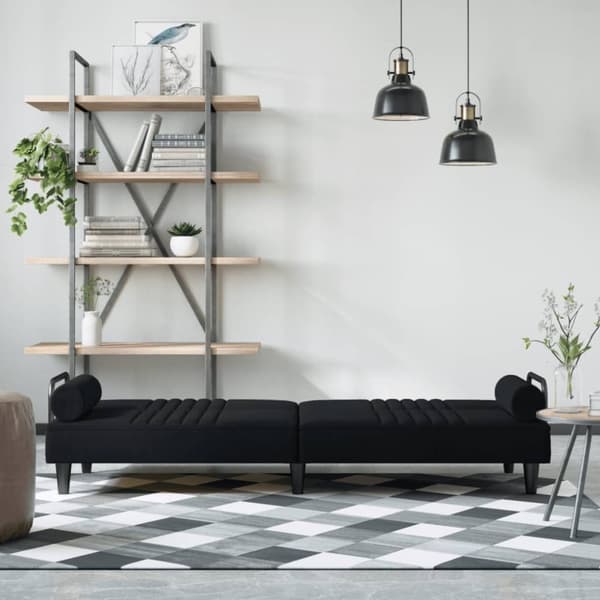 vidaXL Bäddsoffa med armstöd svart sammet