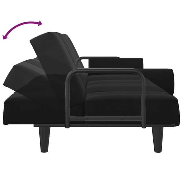 vidaXL Bäddsoffa med armstöd svart sammet