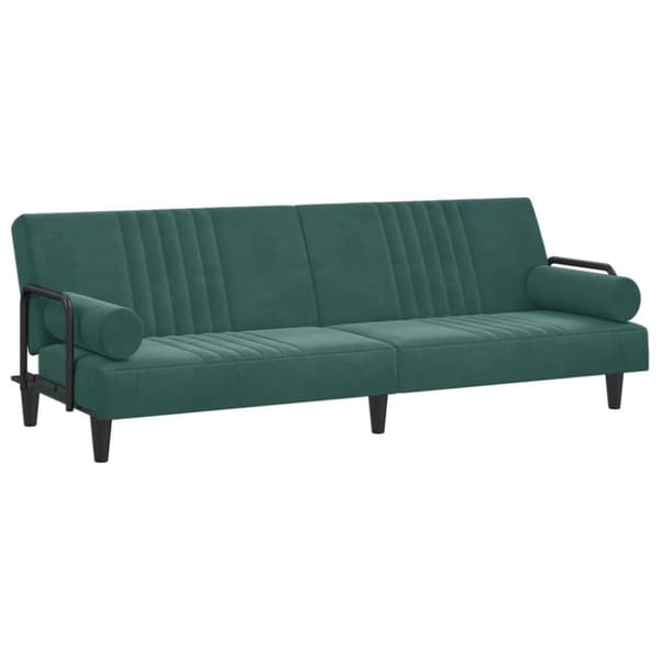 vidaXL Bäddsoffa med armstöd mörkgrön sammet