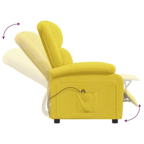 vidaXL Elektrisk Reclinerfåtölj gul tyg