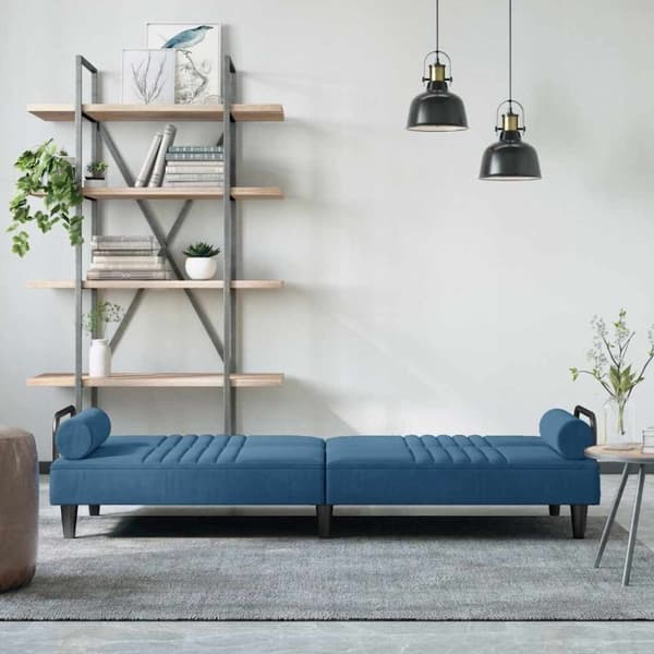 vidaXL Bäddsoffa med armstöd blå sammet
