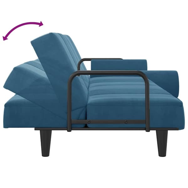 vidaXL Bäddsoffa med armstöd blå sammet