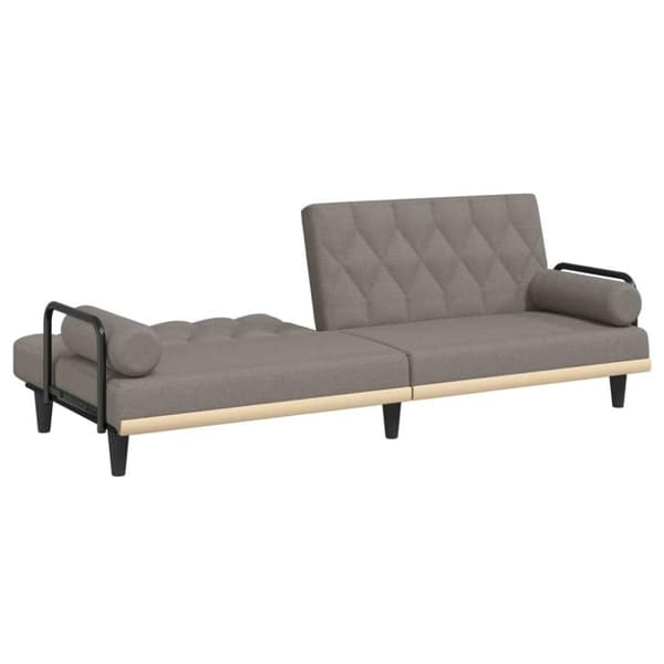 vidaXL Bäddsoffa med armstöd taupe tyg