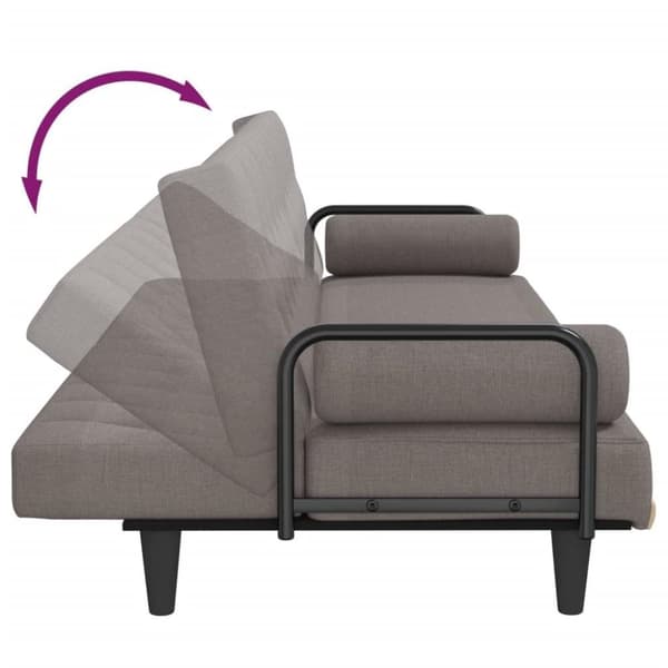 vidaXL Bäddsoffa med armstöd taupe tyg