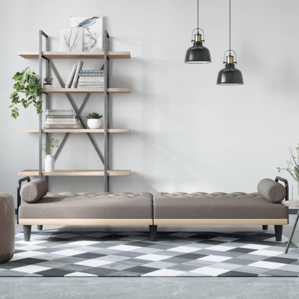 vidaXL Bäddsoffa med armstöd taupe tyg