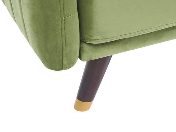 Sovesofa Olivengrøn Velour Moderne Stue 3-personsers Træben