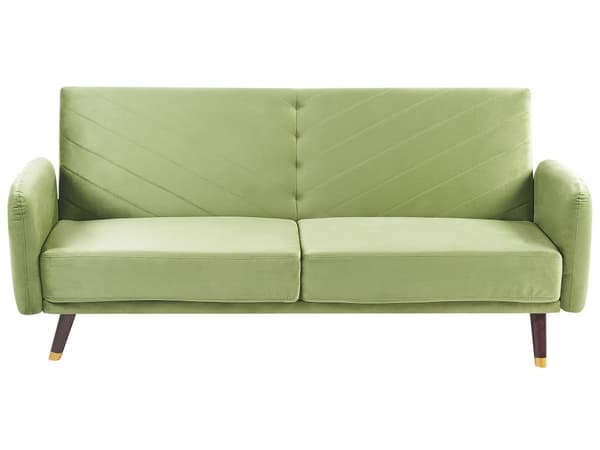 Sovesofa Olivengrønn Stoff Fløyel 3-seter Treben Minimalistisk design Moderne Soverom Stue
