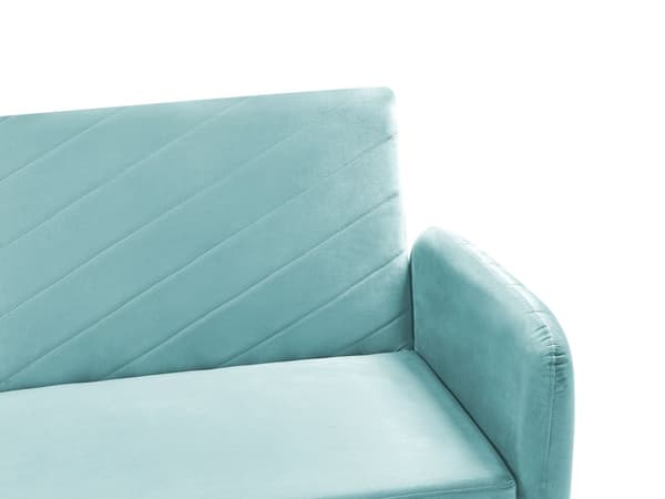 Bäddsoffa Ljusblå Sammet Modern 3-sits Träben Minimalistisk Design Vardagsrum Sovrum