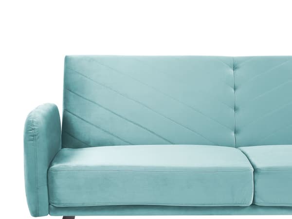 Bäddsoffa Ljusblå Sammet Modern 3-sits Träben Minimalistisk Design Vardagsrum Sovrum
