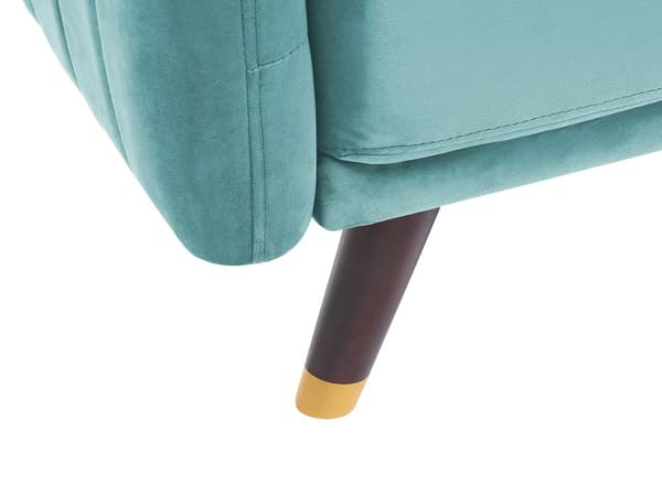 Bäddsoffa Ljusblå Sammet Modern 3-sits Träben Minimalistisk Design Vardagsrum Sovrum