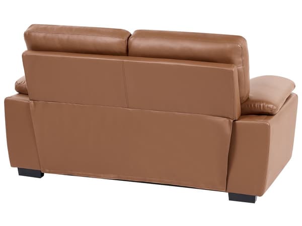 Soffa 2-sits Gyllenbrun Konstläder Vardagsrum Loveseat Traditionell Design