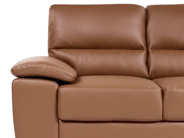 Soffa 2-sits Gyllenbrun Konstläder Vardagsrum Loveseat Traditionell Design
