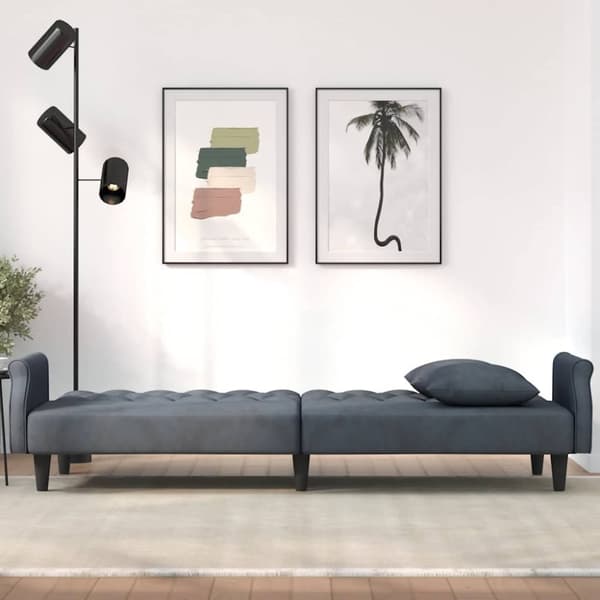 vidaXL sovesofa med armlæn velour mørkegrå