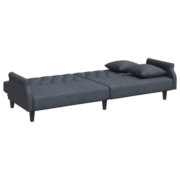 vidaXL sovesofa med armlæn velour mørkegrå