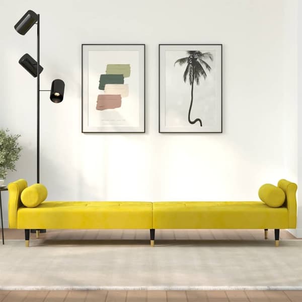 vidaXL sovesofa med hynder velour gul