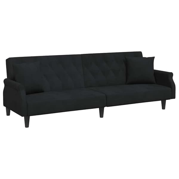 vidaXL sovesofa med armlæn velour sort