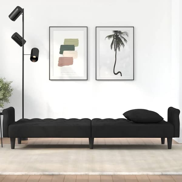 vidaXL sovesofa med armlæn velour sort