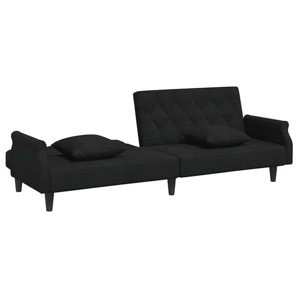 vidaXL sovesofa med armlæn velour sort
