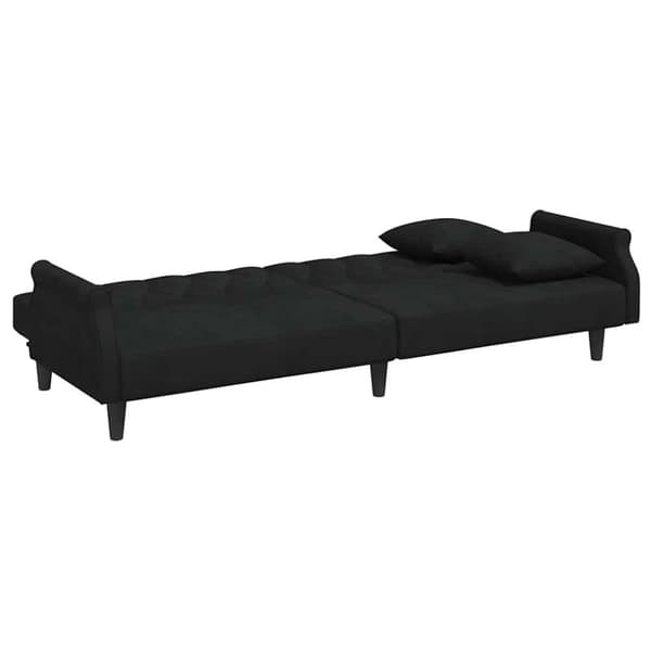 vidaXL sovesofa med armlæn velour sort