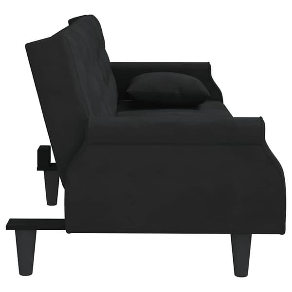 vidaXL sovesofa med armlæn velour sort