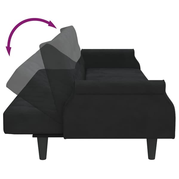 vidaXL sovesofa med armlæn velour sort