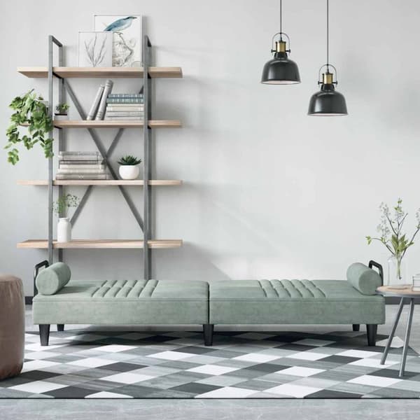 vidaXL sovesofa med armlæn velour lysegrå