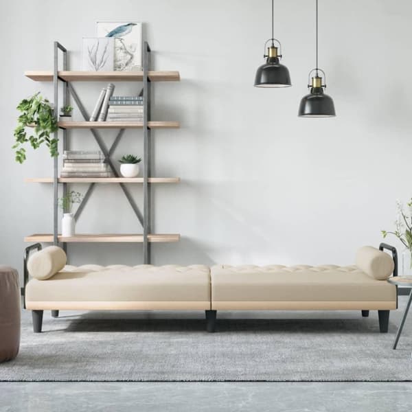 vidaXL sovesofa med armlæn stof cremefarvet