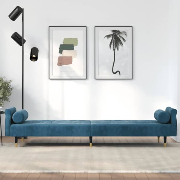 vidaXL sovesofa med hynder velour blå