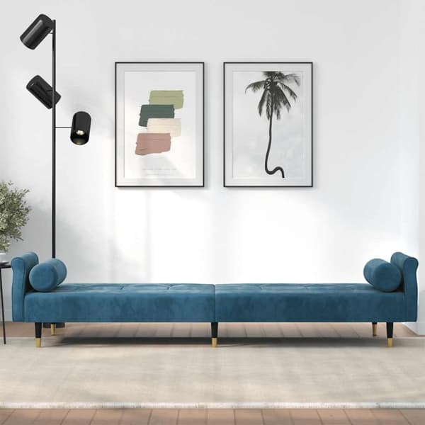 vidaXL sovesofa med hynder velour blå