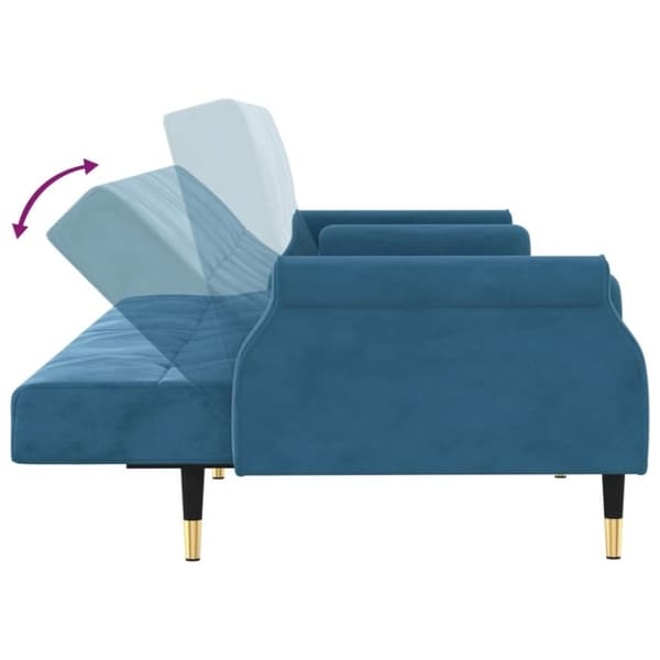 vidaXL sovesofa med hynder velour blå