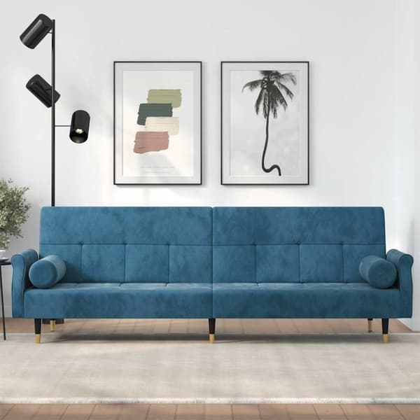 vidaXL sovesofa med hynder velour blå