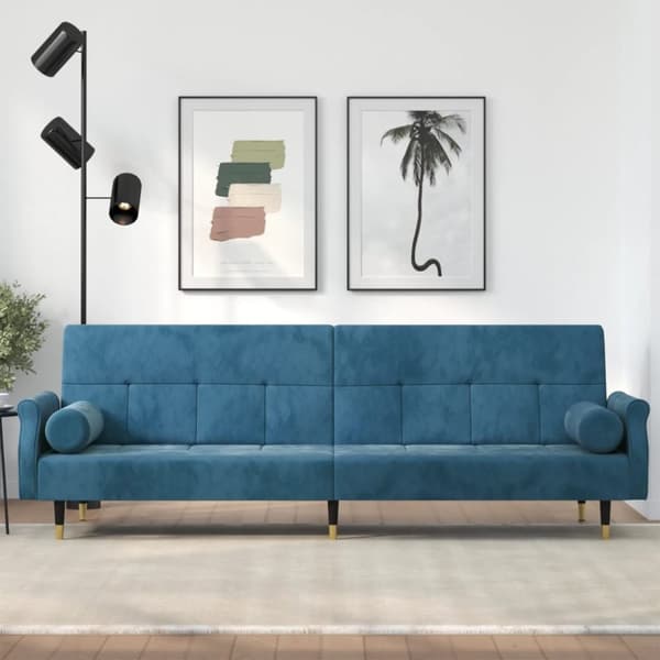 vidaXL sovesofa med hynder velour blå