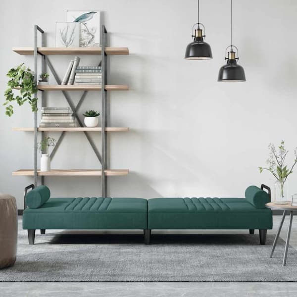 vidaXL sovesofa med armlæn velour mørkegrøn