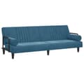 Miniatyrbillede 1 af 11: vidaXL sovesofa med armlæn velour blå