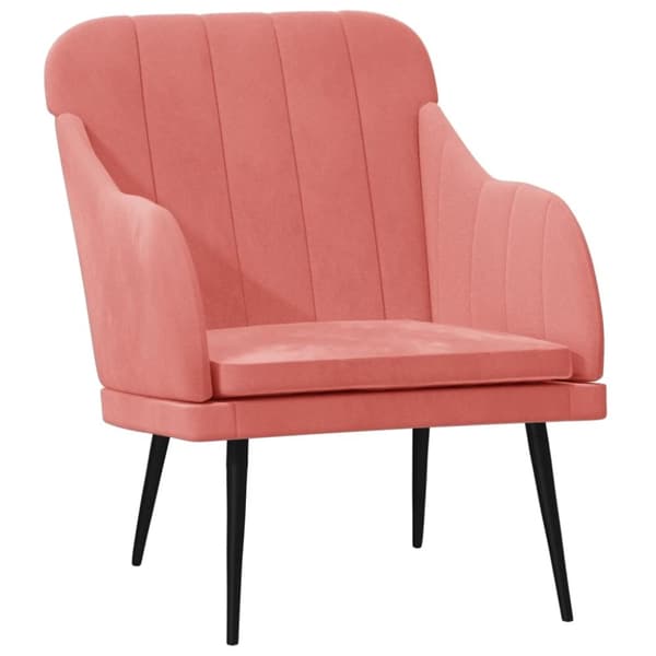 vidaXL lænestol 63x76x80 cm velour lyserød