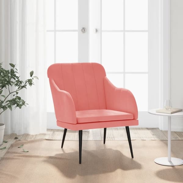 vidaXL lænestol 63x76x80 cm velour lyserød