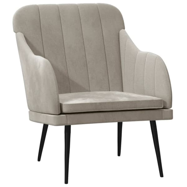 vidaXL lænestol 63x76x80 cm velour lysegrå