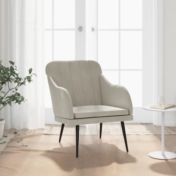vidaXL lænestol 63x76x80 cm velour lysegrå