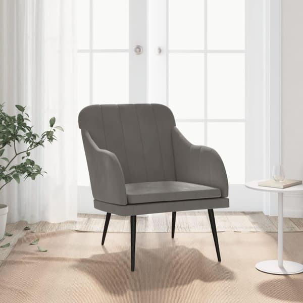 vidaXL lænestol 63x76x80 cm velour mørkegrå